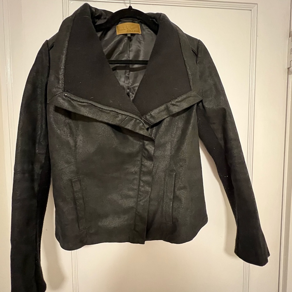 Nicole Miller Structured Leather Jacket XS